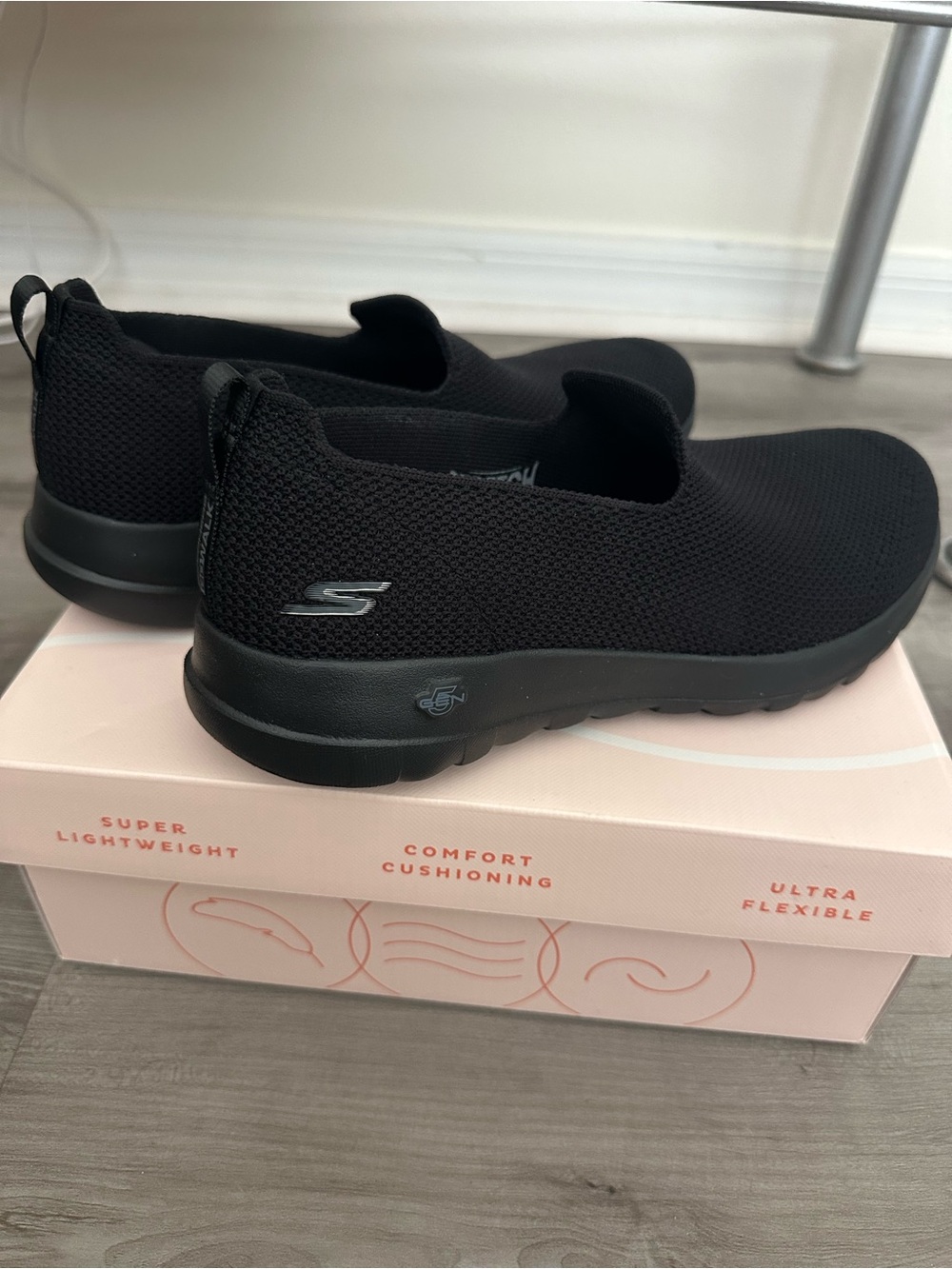 Skechers Women's Black Slip-On GOwalk Mesh Sneakers